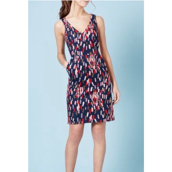 Boden Dresses & Skirts - Boden 4R US 8R UK Emma Dress V-Neck Textured Confetti Geometric Pattern Blue